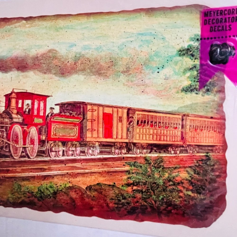 Meyercord Decal Vintage Decorator Moving Train Arts Crafts Home Office 13 x 8.75